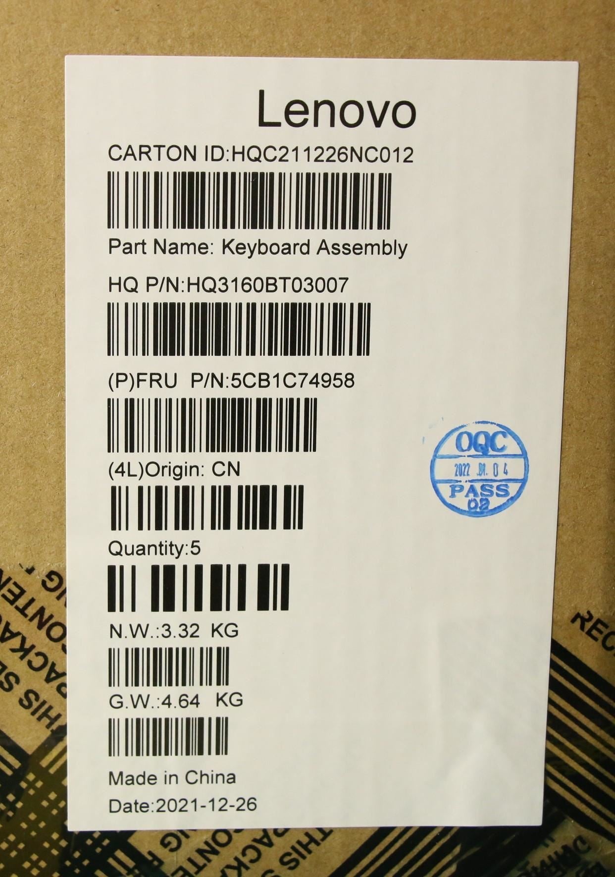 Lenovo IdeaPad 5 16ACH6 Palmrest Cover Touchpad Keyboard Swiss Silver 5CB1C74958