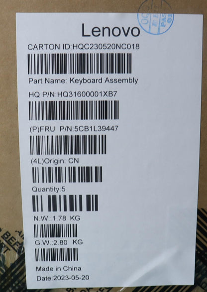 Lenovo Upper Case ASM_NORDIC H 82Y7SGNPS 5CB1L39447
