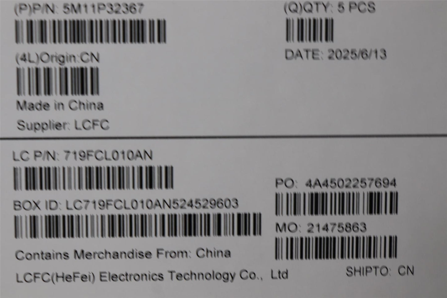 Lenovo MECH_ASM FRU HUN BL (TRI) UK BK 5M11P32373