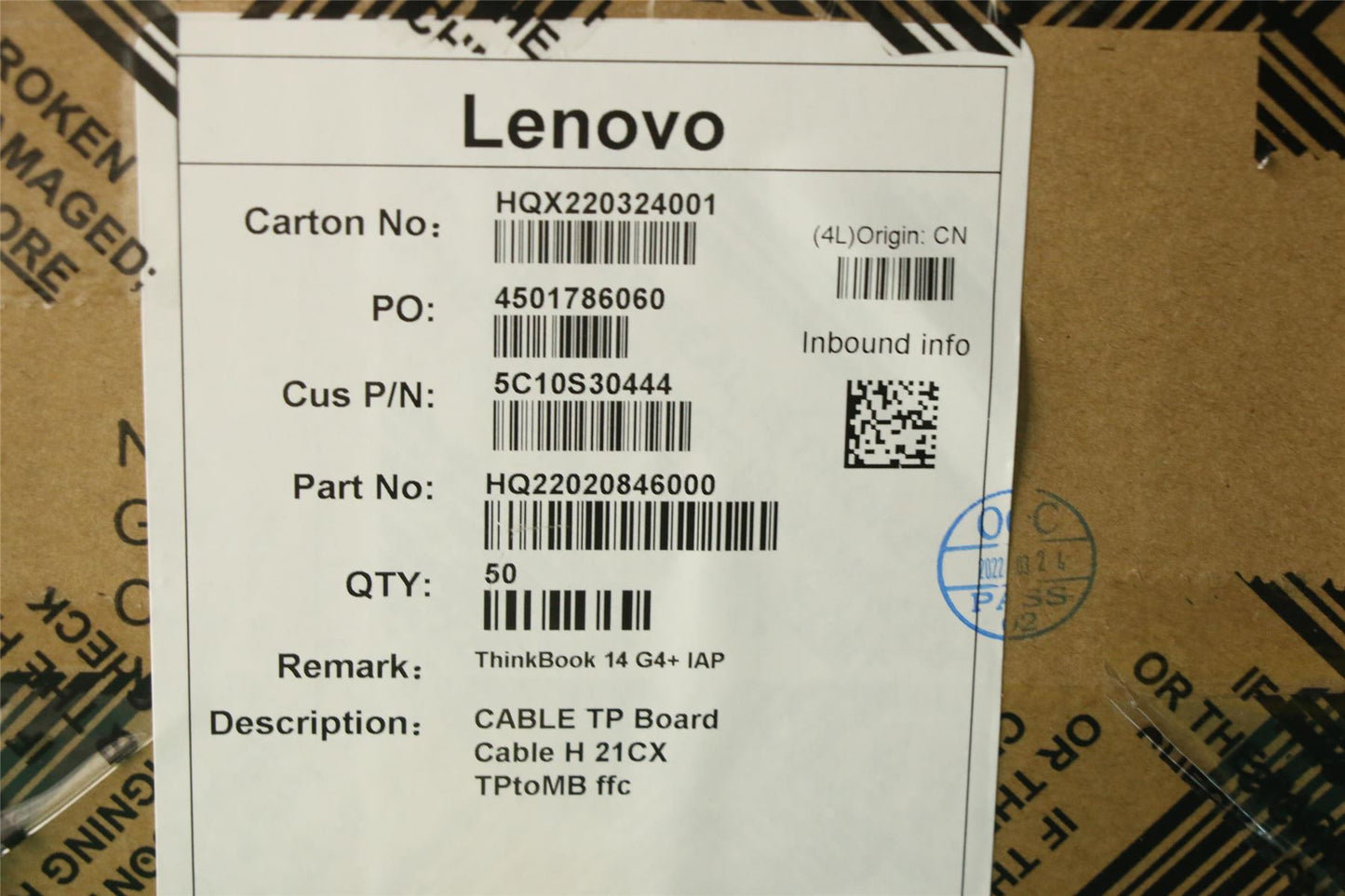 Lenovo TP Board Cable H 21CX TPtoMB ffc 5C10S30444