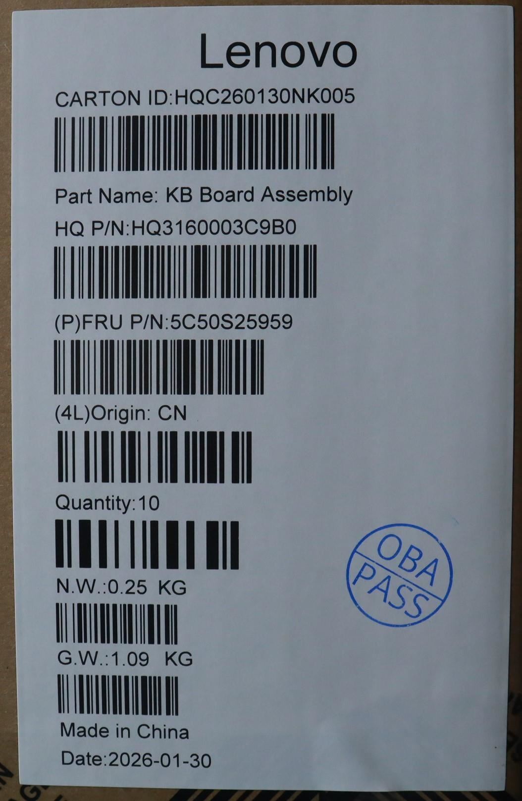 Lenovo CARDPOP H83S5 PTL USB Board 5C50S25959