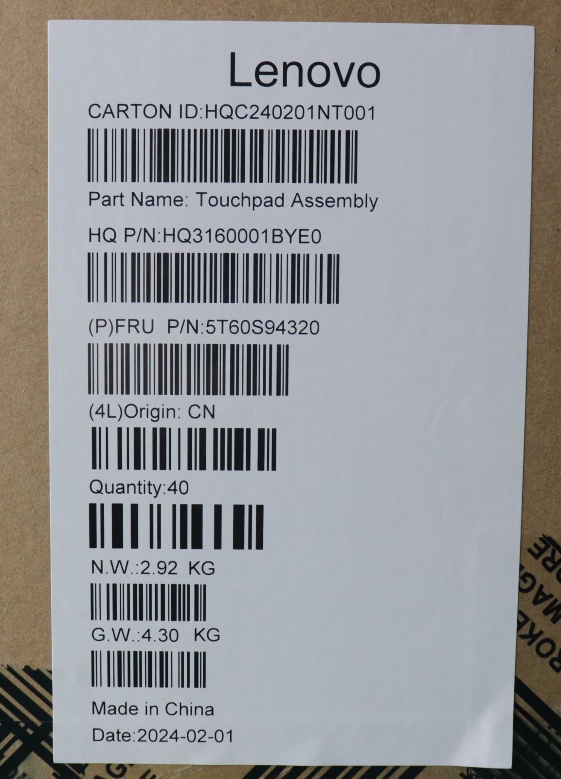 Lenovo H 83DJ TT Touchpad Board 5T60S94320