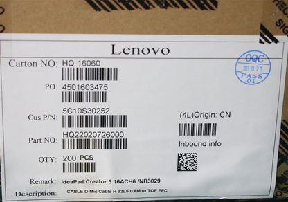 Lenovo D-Mic Cable H 82L5 CAM to TOF FFC 5C10S30252