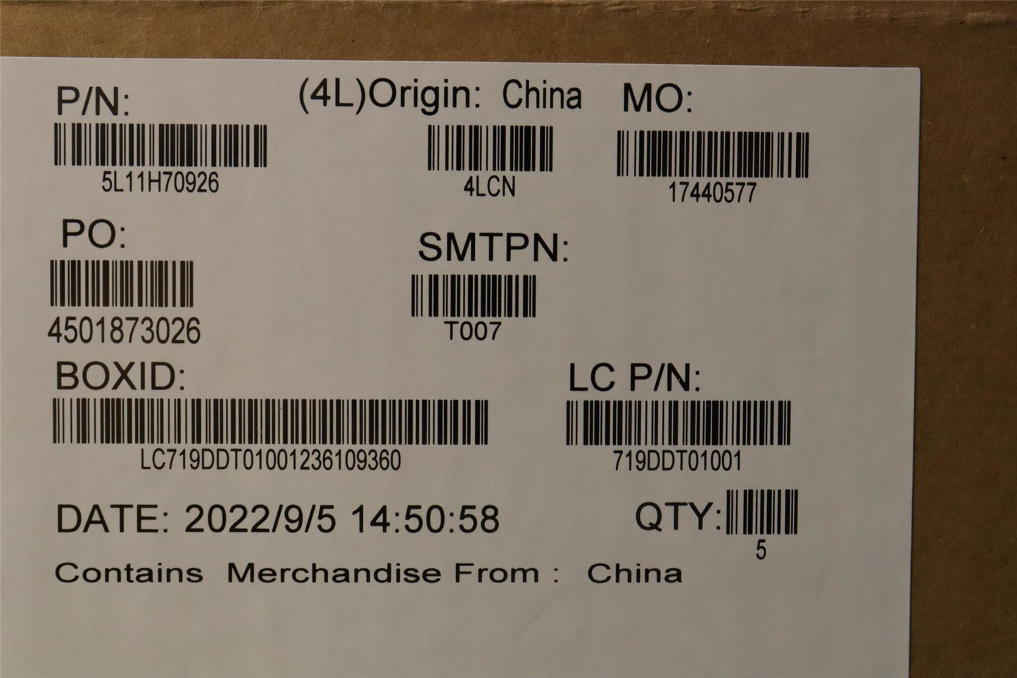 Lenovo LABEL FRU label Kits 5L11H70926