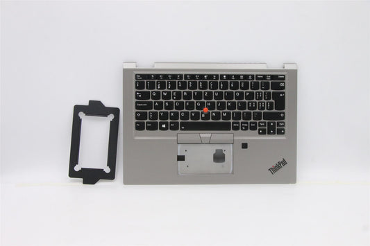 Lenovo Yoga X390 Palmrest Cover Touchpad Keyboard Swiss Silver 02HM754