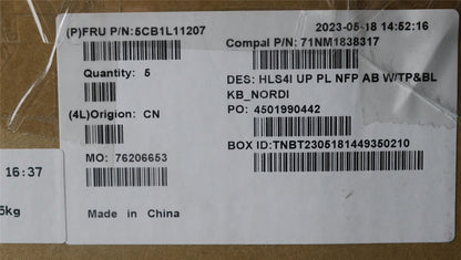 Lenovo IdeaPad 5 14ABR8 Palmrest Cover Touchpad Keyboard Nordic 5CB1L11207