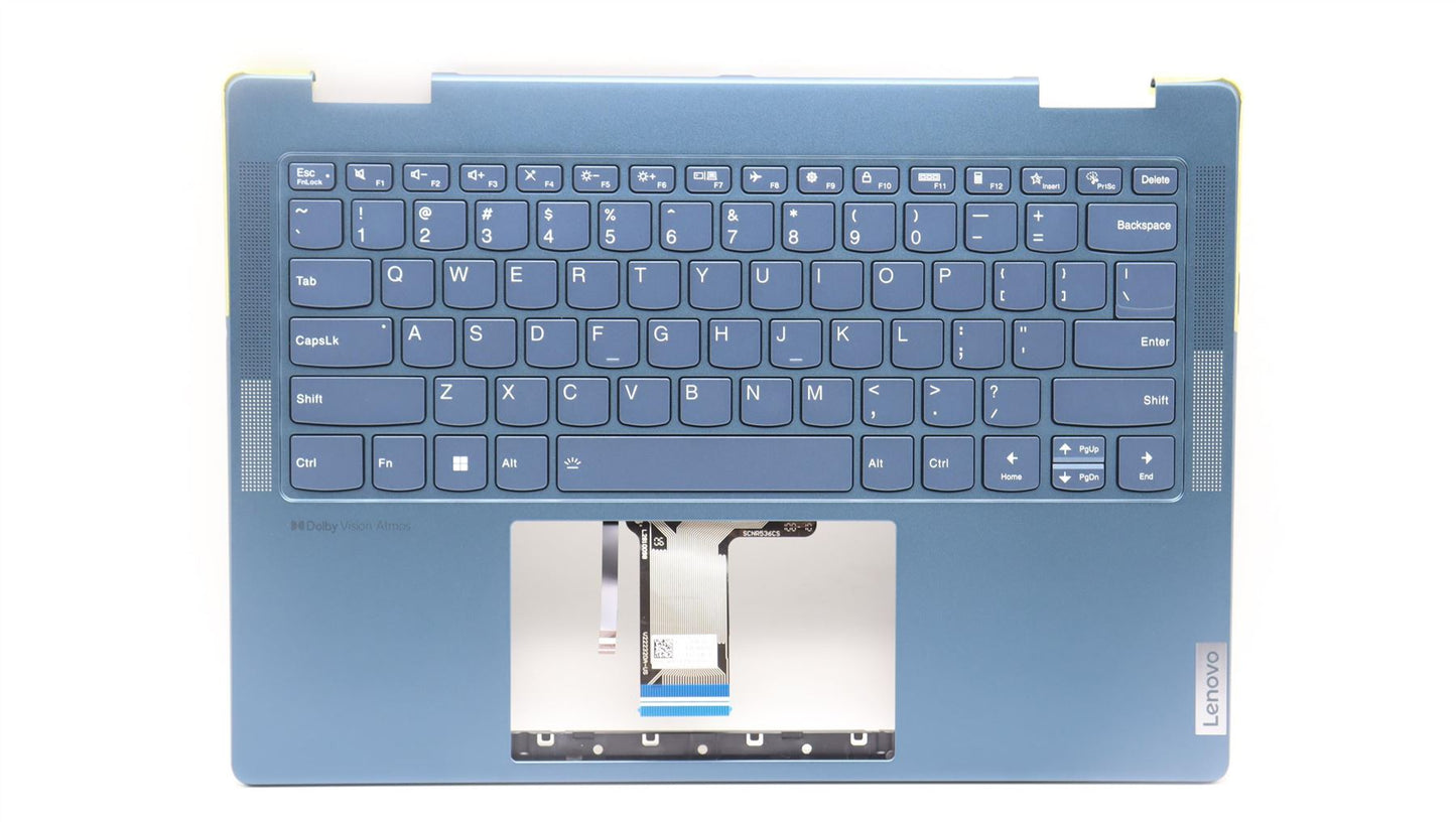 Lenovo Yoga 7 14IRL8 Keyboard Palmrest Top Cover US Tidal Teal 5CB1L40871