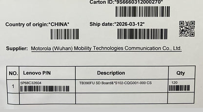 Lenovo TB390FU SD Board&*S102-CQG001-000 CS Board 5P68C32604