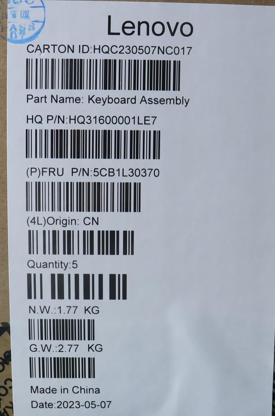 Lenovo COVER Upper Case ASM_GER H 82XJ AB 5CB1L30370