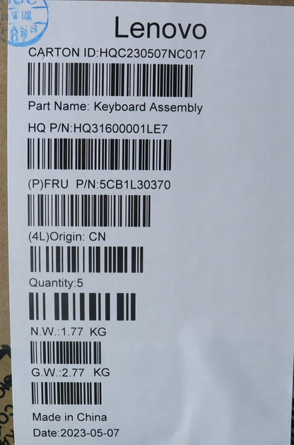 Lenovo COVER Upper Case ASM_GER H 82XJ AB 5CB1L30370