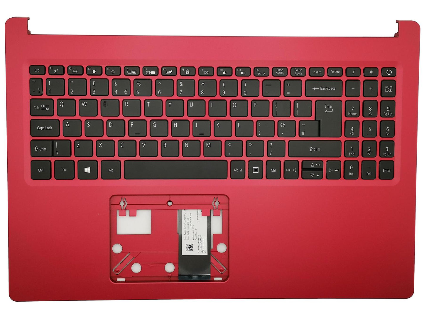 Acer Aspire A515-55 Palmrest Cover Keyboard UK Red Backlit 6B.HSUN7.031