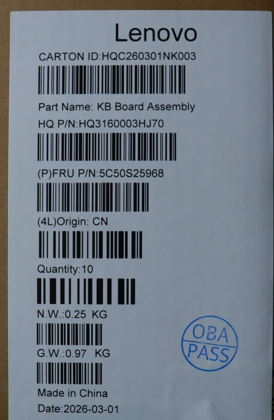 Lenovo CARDPOP H83S3 W/ PCB ADH ToF Board 5C50S25968
