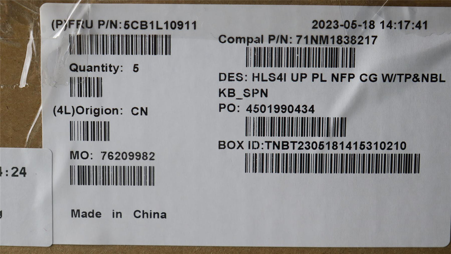 Lenovo UpperCase_SPA C82XD NFP CG NBL PL 5CB1L10911