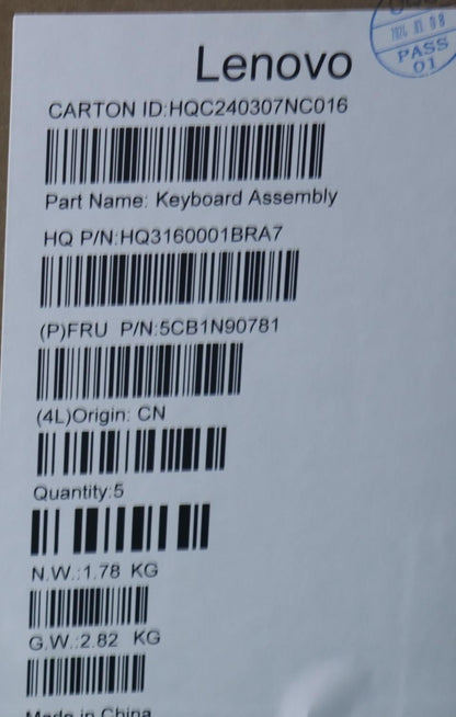 Lenovo Upper Case ASM HUN H 83E3 LG PST 5CB1N90781