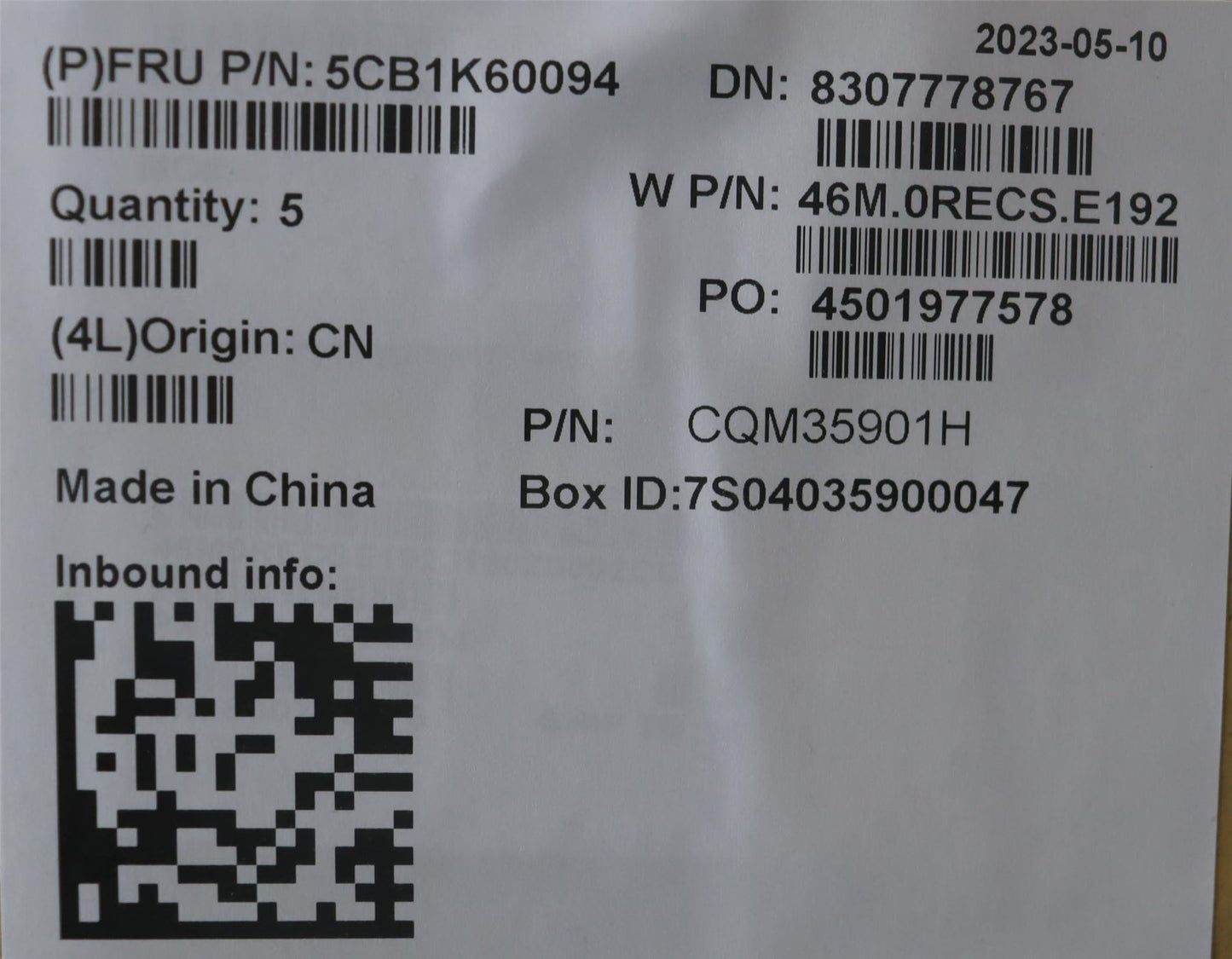 Lenovo Upper Case ASM_EURO_ENG W82XX SB 5CB1K60094