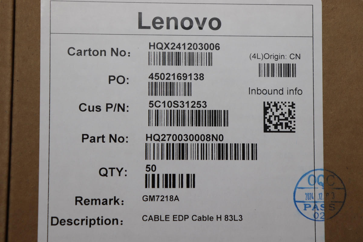 Lenovo H 83L3 eDP Cable 5C10S31253