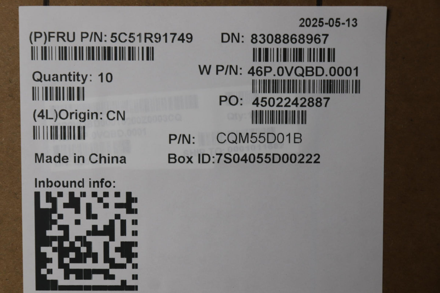 Lenovo CARDPOP FRU Blanc-2 I/O Board 5C51R91749