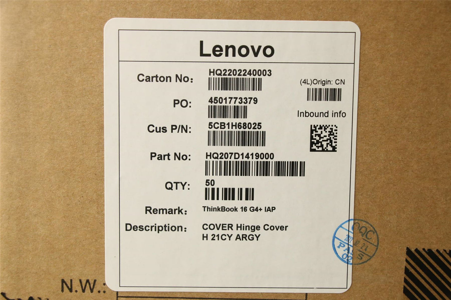 Lenovo ThinkBook 16 G4+ IAP 16 G4+ ARA Hinge Cap Strip Trim Cover 5CB1H68025