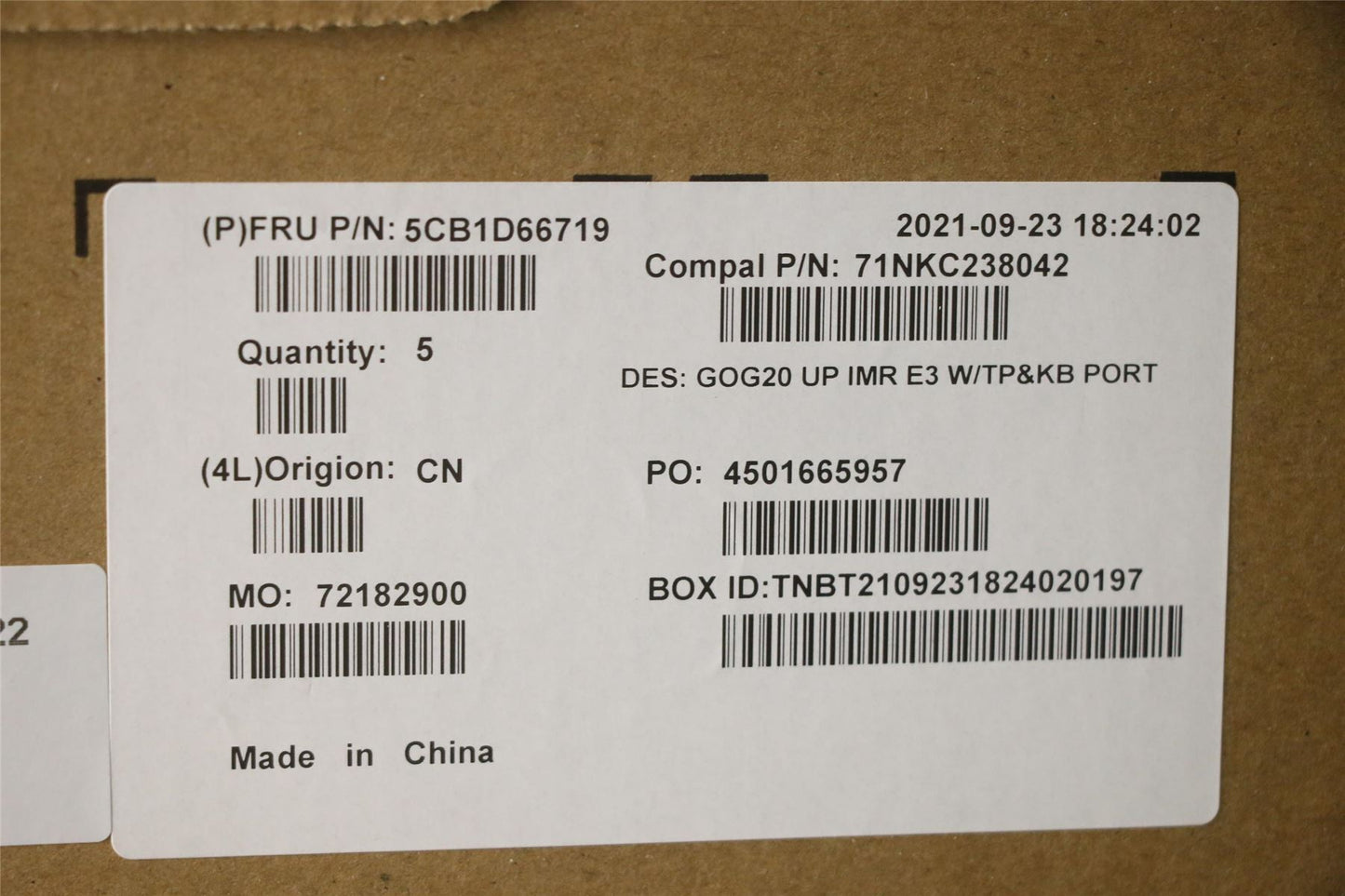 Lenovo Upper Case ASM_POR C 82K2 E3 5CB1D66719