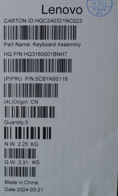 Lenovo Upper Case ASM SWS H 83DS FP CB 5CB1N95118