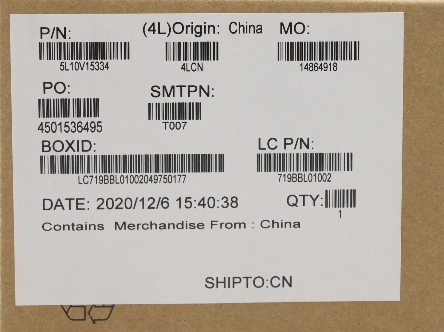 Lenovo LABEL FRU GEO Label SR 5L10V15334