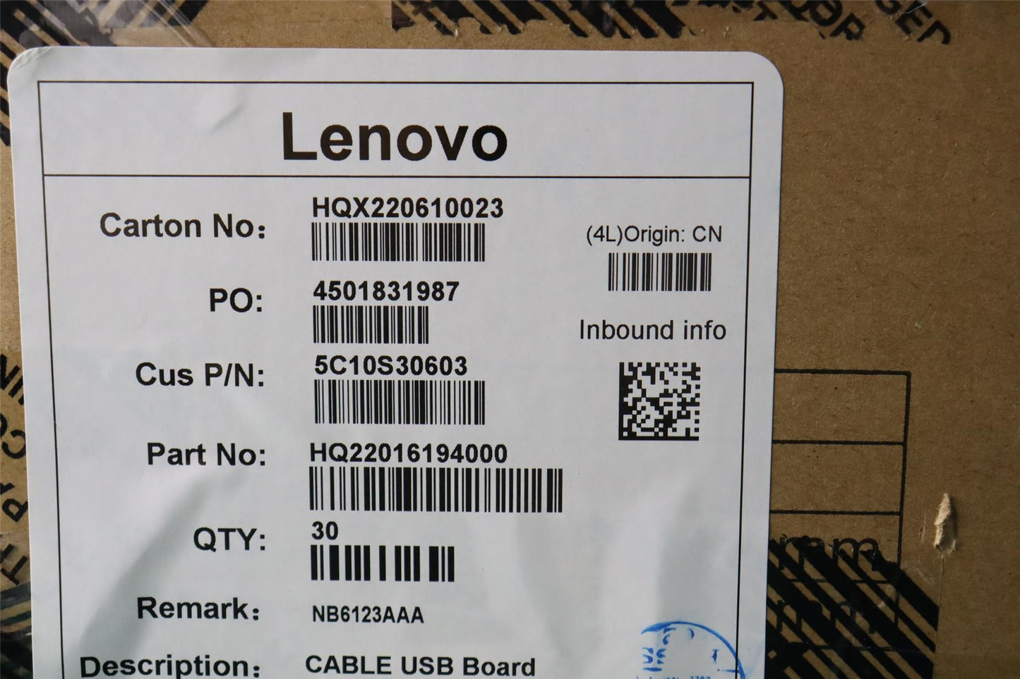 Lenovo USB Board Cable H 21EL8inch_50pin 5C10S30603
