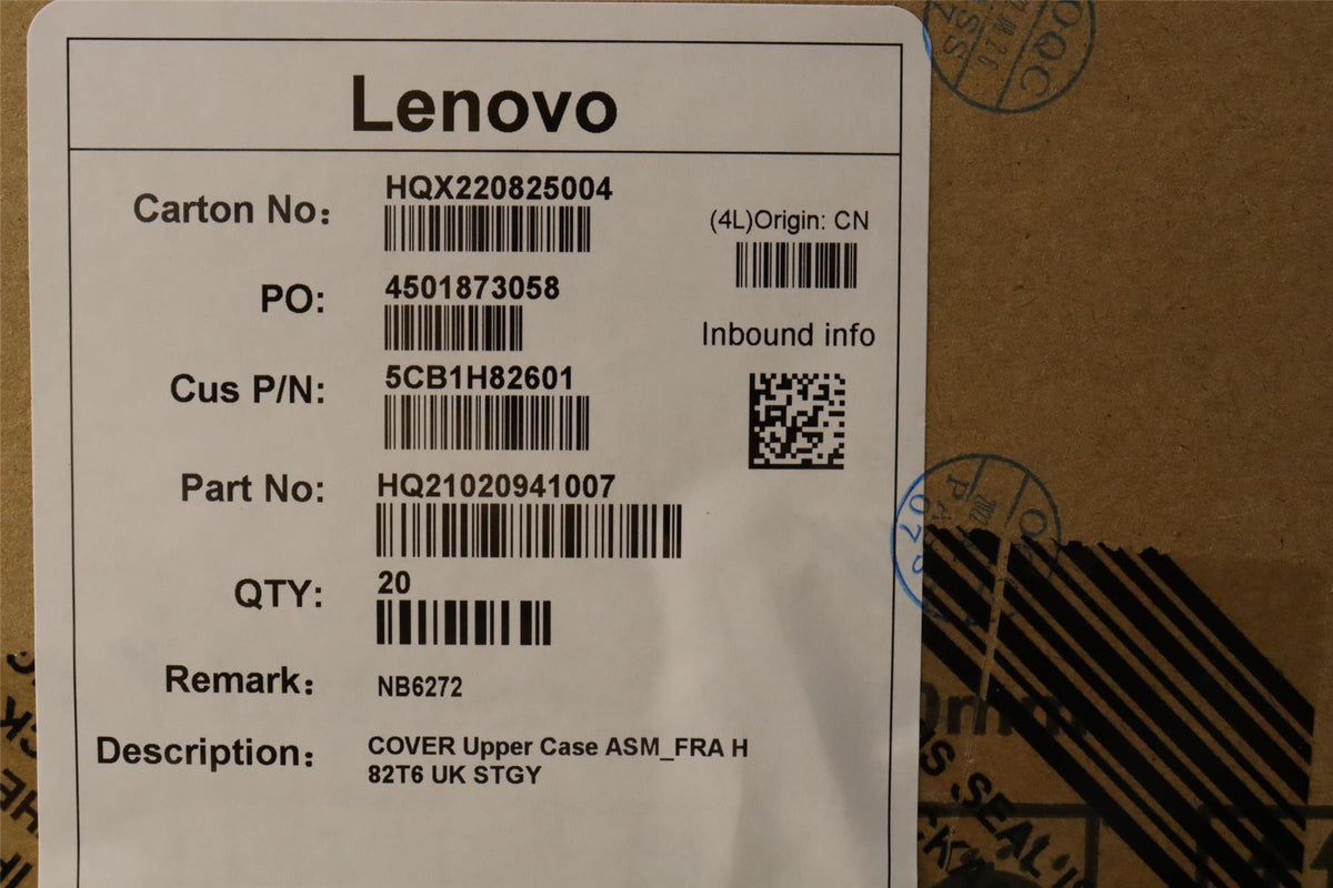 Lenovo Upper Case ASM_FRA H 82T6 UK STGY 5CB1H82601