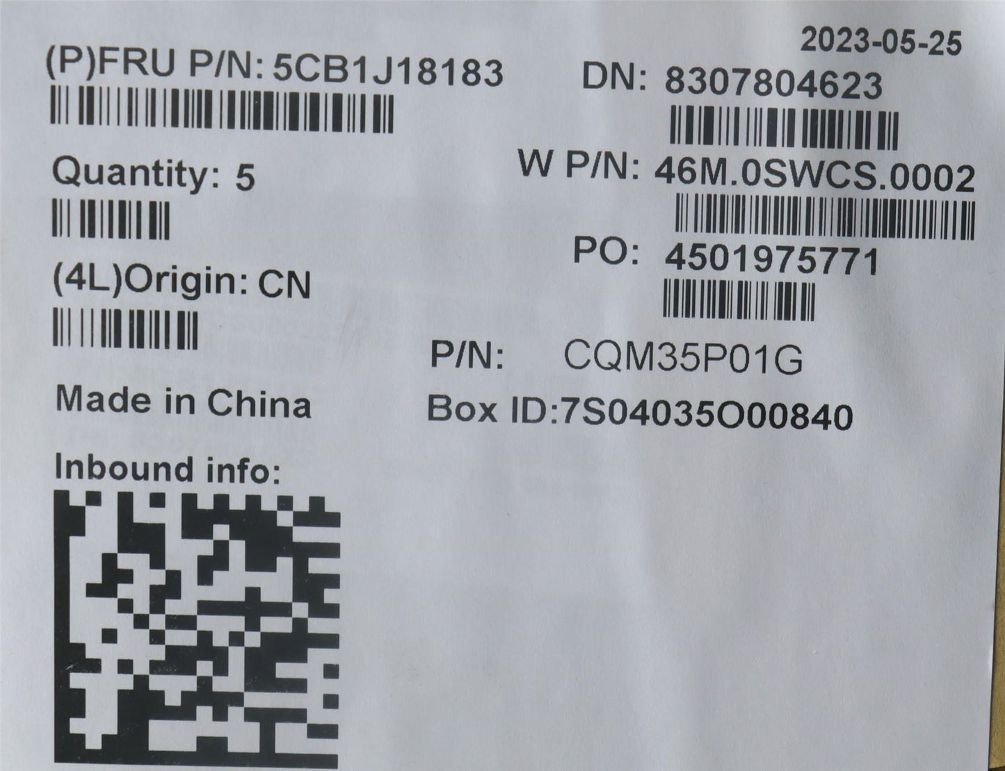 Lenovo FRU C COVER ASM NOWFC BLACK 500WG4 5CB1J18183