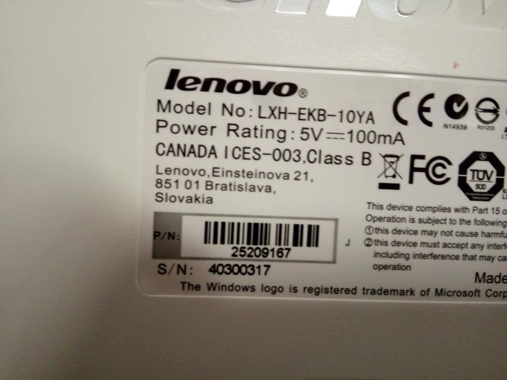 Lenovo Sunrex EKB-10YA (KR) W-Silk USB KB-LVT8 Korean Keyboard 25209167