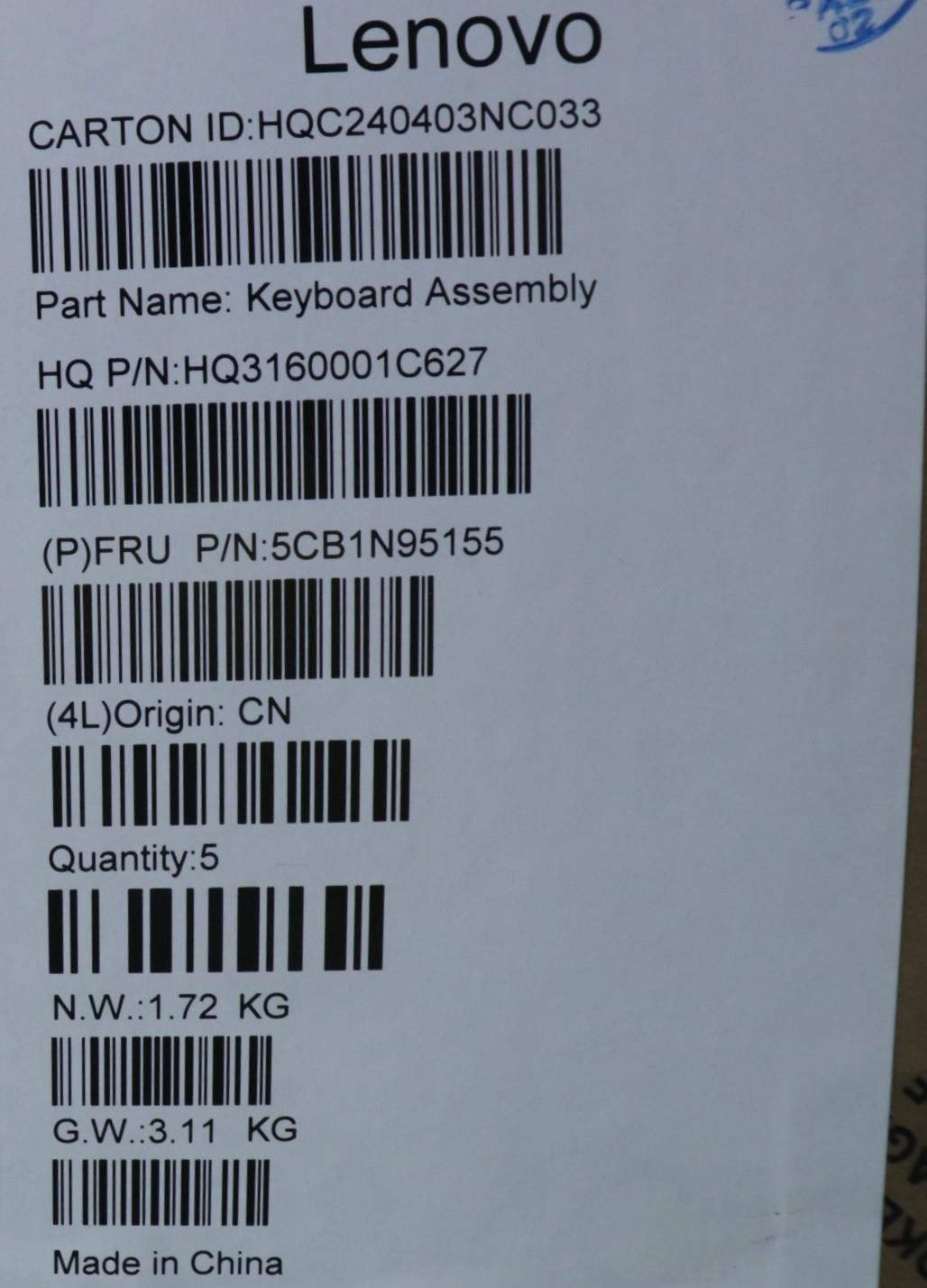 Lenovo UpperCaseASM BEL H83DL FP SG 5CB1N95155