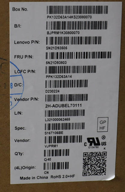 Lenovo ThinkPad P16s 1 L15 3 T16 1 Keyboard Belgian Black 5N21D93803
