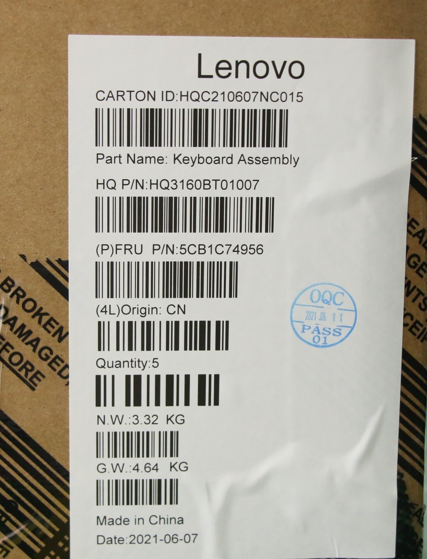 Lenovo Pro 5 Pro-16ACH6 Keyboard Palmrest Top Cover Slovenian Silver 5CB1C74956