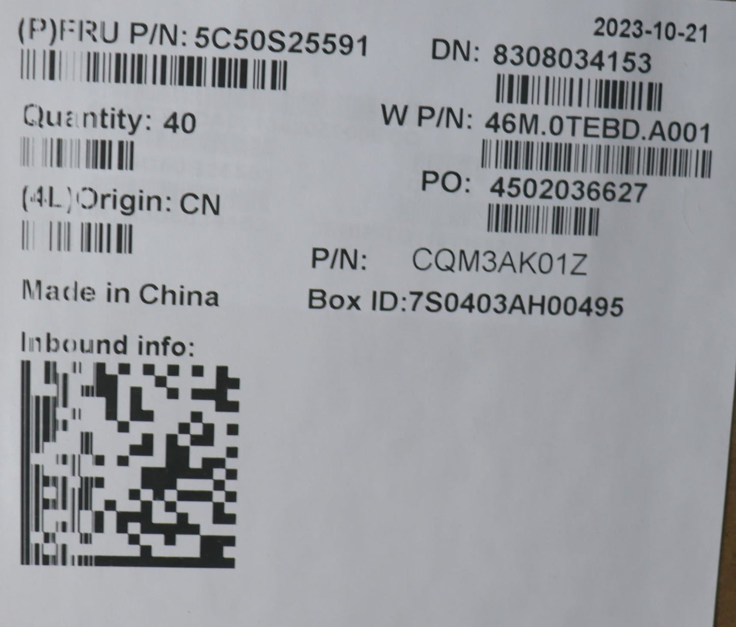 Lenovo CARDPOP W 21KK IO board 5C50S25591