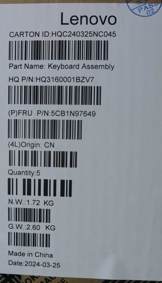 Lenovo UpperCaseASM NORDIC H83DJ NFP SG 5CB1N97649