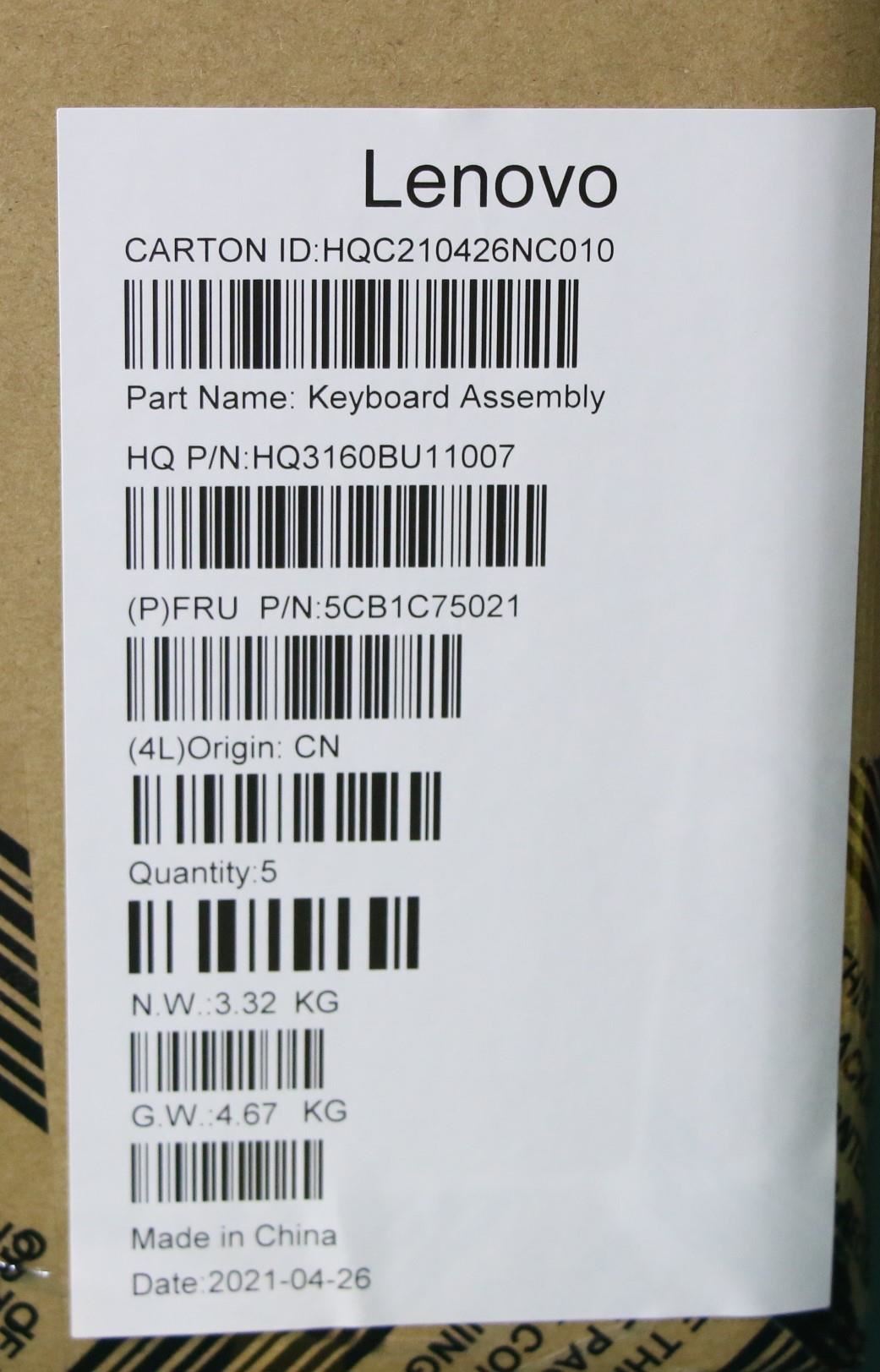 Lenovo Upper Case ASM_SPA H82L5STOUMA 5CB1C75021