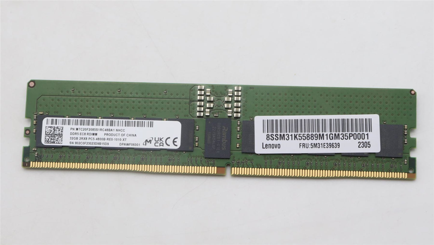 Lenovo 5M31E39639 RDIMM,32GB,DDR5,4800,Micron