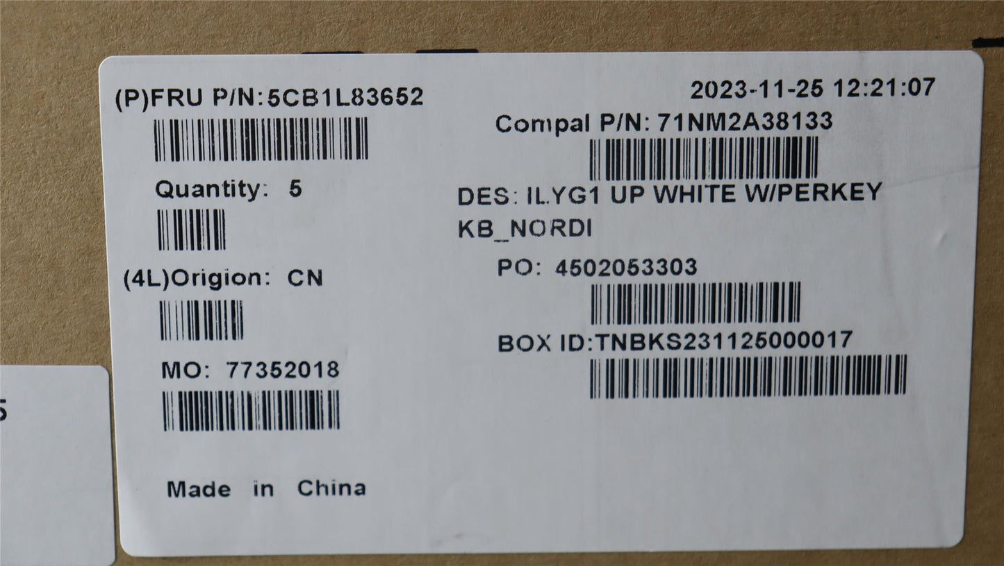 Lenovo UpperCaseASM_NORDIC C 82Y3 WH RGB 5CB1L83652