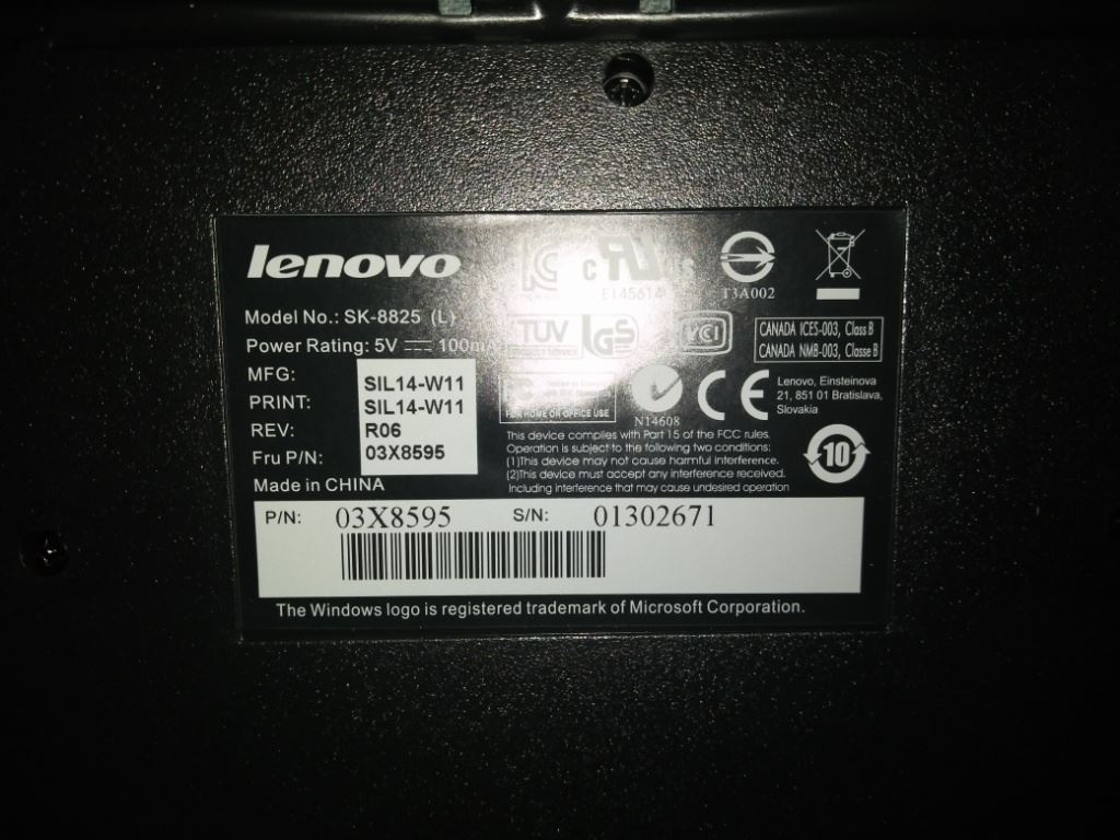 Lenovo Belgium/UK UK English Keyboard 03X8595