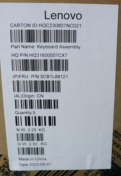 Lenovo COVER Upper Case ASM_ENG_H 83E0_NFP_STGY 5CB1L88121