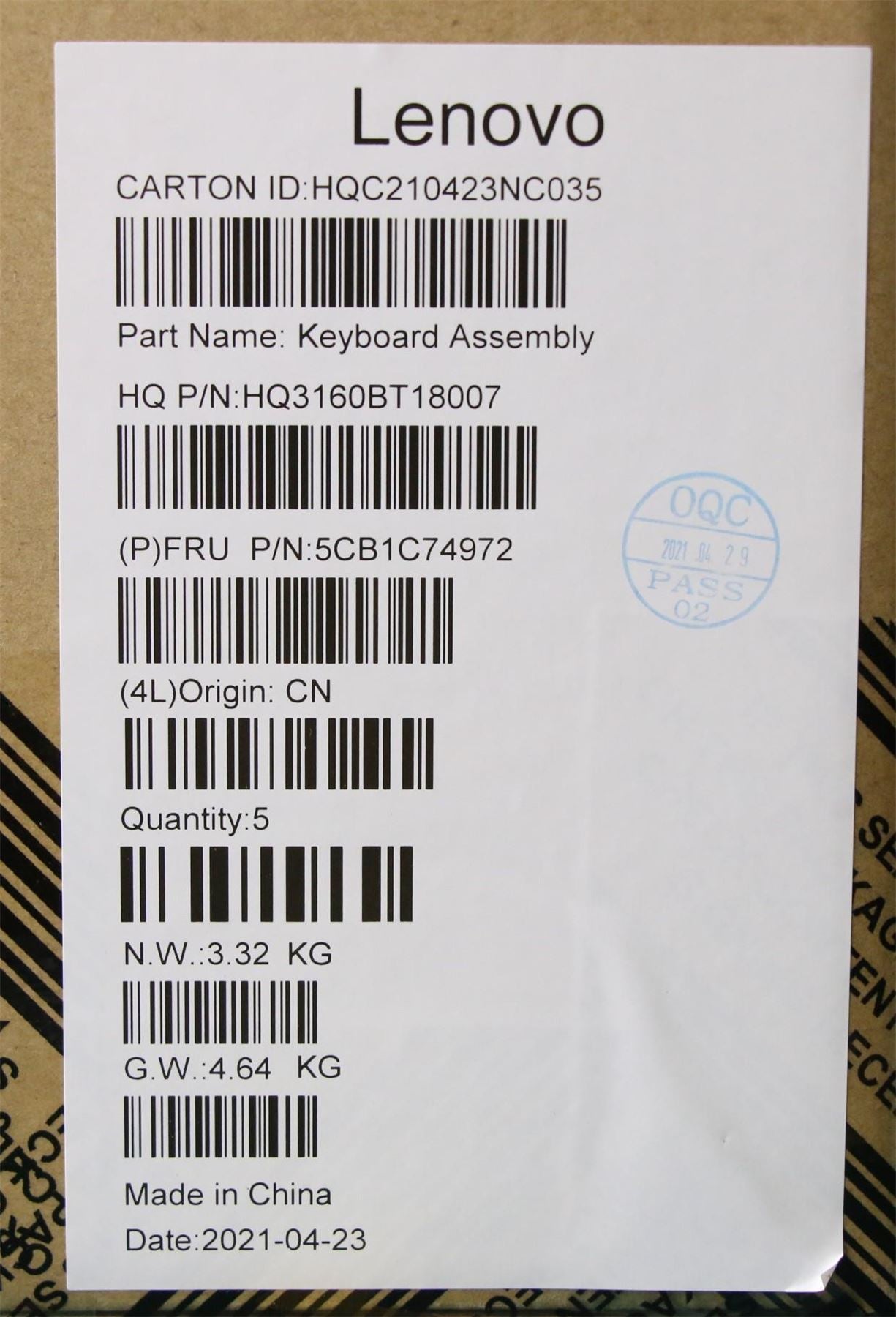 Lenovo IdeaPad 5 16ACH6 5-16ACH6 Palmrest Cover Touchpad Keyboard 5CB1C74972