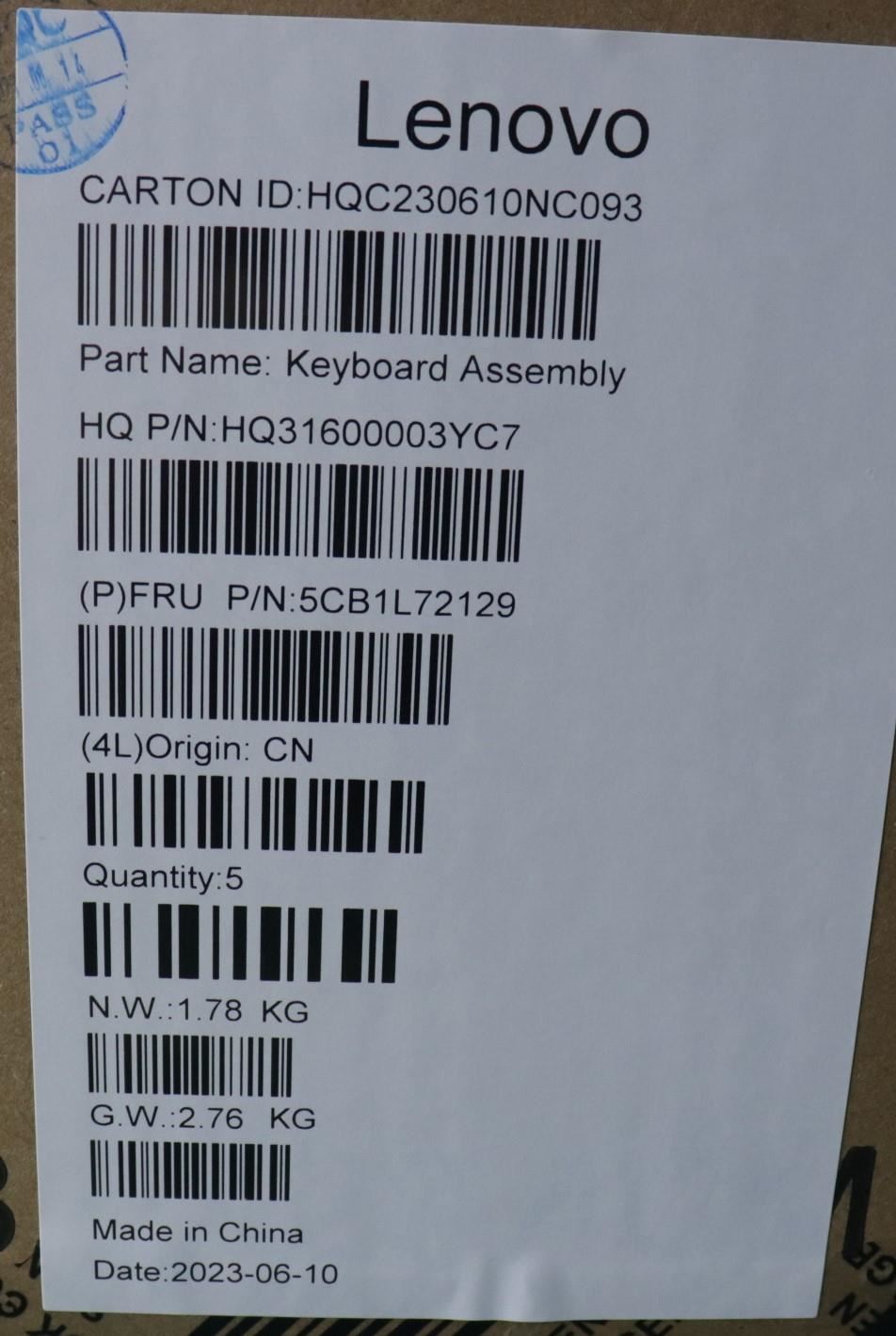 Lenovo IdeaPad 5 14APH8 Palmrest Cover Touchpad Keyboard Belgian 5CB1L72129