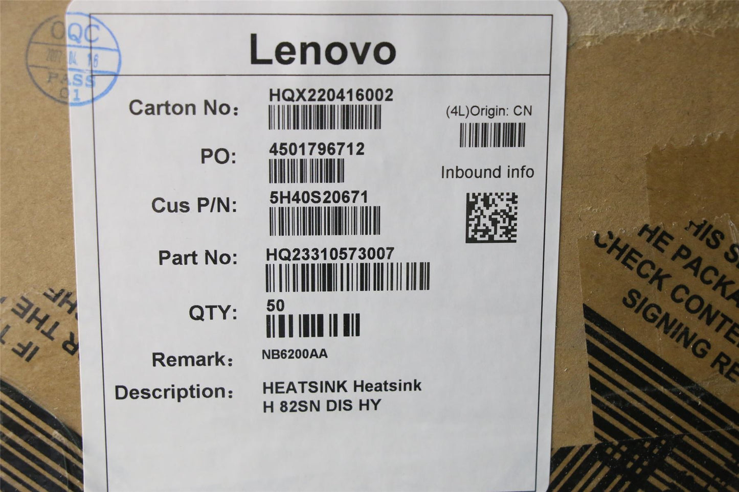 Lenovo Thermal module H 82SN DIS FCN 5H40S20670