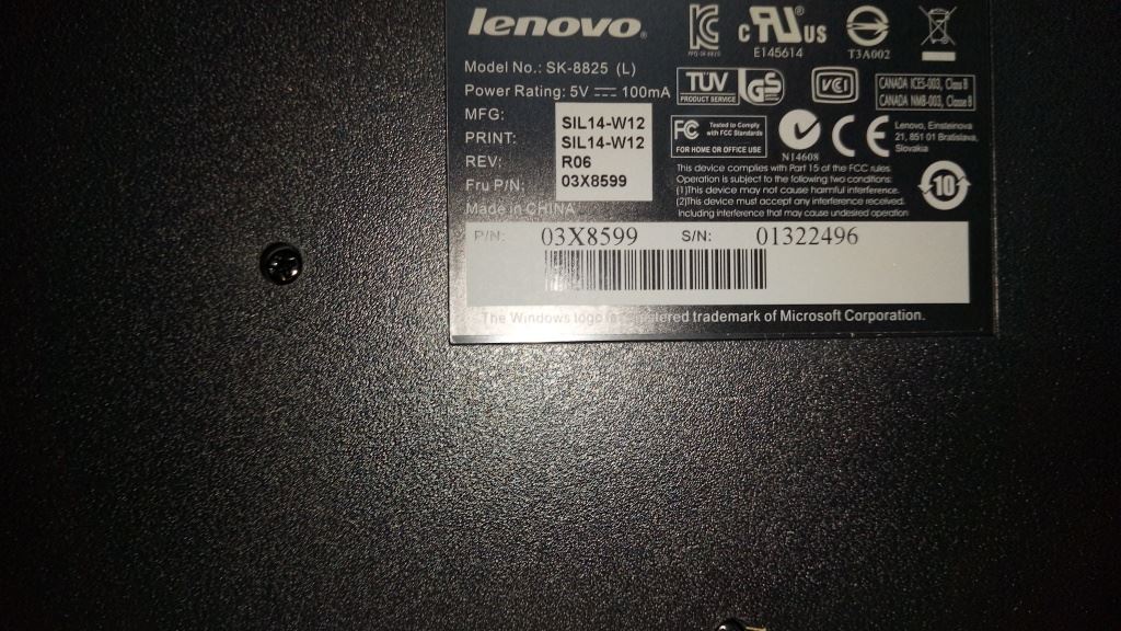 Lenovo Czech (QWERTY or ABB) Keyboard 03X8599