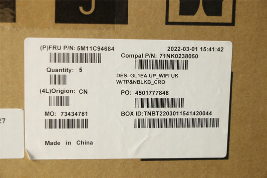Lenovo Chromebook 100e Gen 3 Palmrest Cover Touchpad Keyboard Grey 5M11C94684