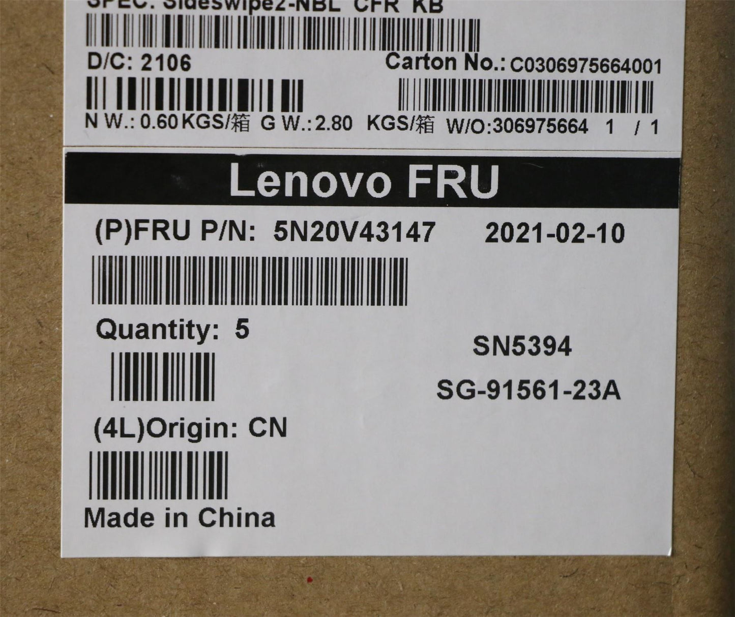 Lenovo NB_KYB CMSK-CS20,BK-NBL,LTN,058 FRA 5N20V43147