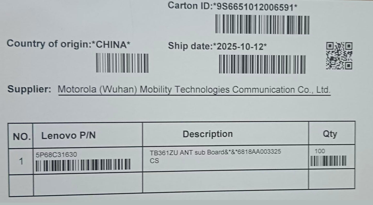 Lenovo TB361ZU ANT sub Board&*&*6818AA003325 CS Antenna Board 5P68C31630