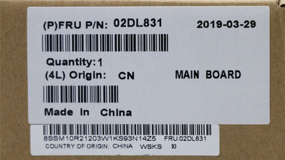 Lenovo 02DL831 FRU LBL i5-8265U NVP Y-TPM WIN