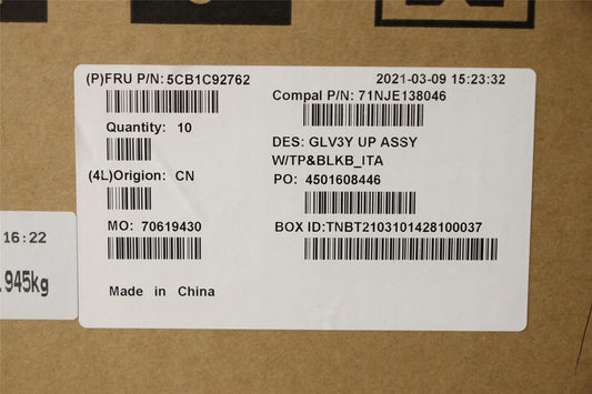 Lenovo Yoga 14s ITL Keyboard Palmrest Top Cover Italian Black Backlit 5CB1C92762