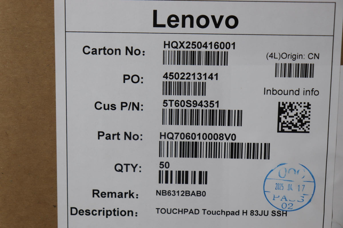 Lenovo H 83JU SSH Touchpad Board 5T60S94351