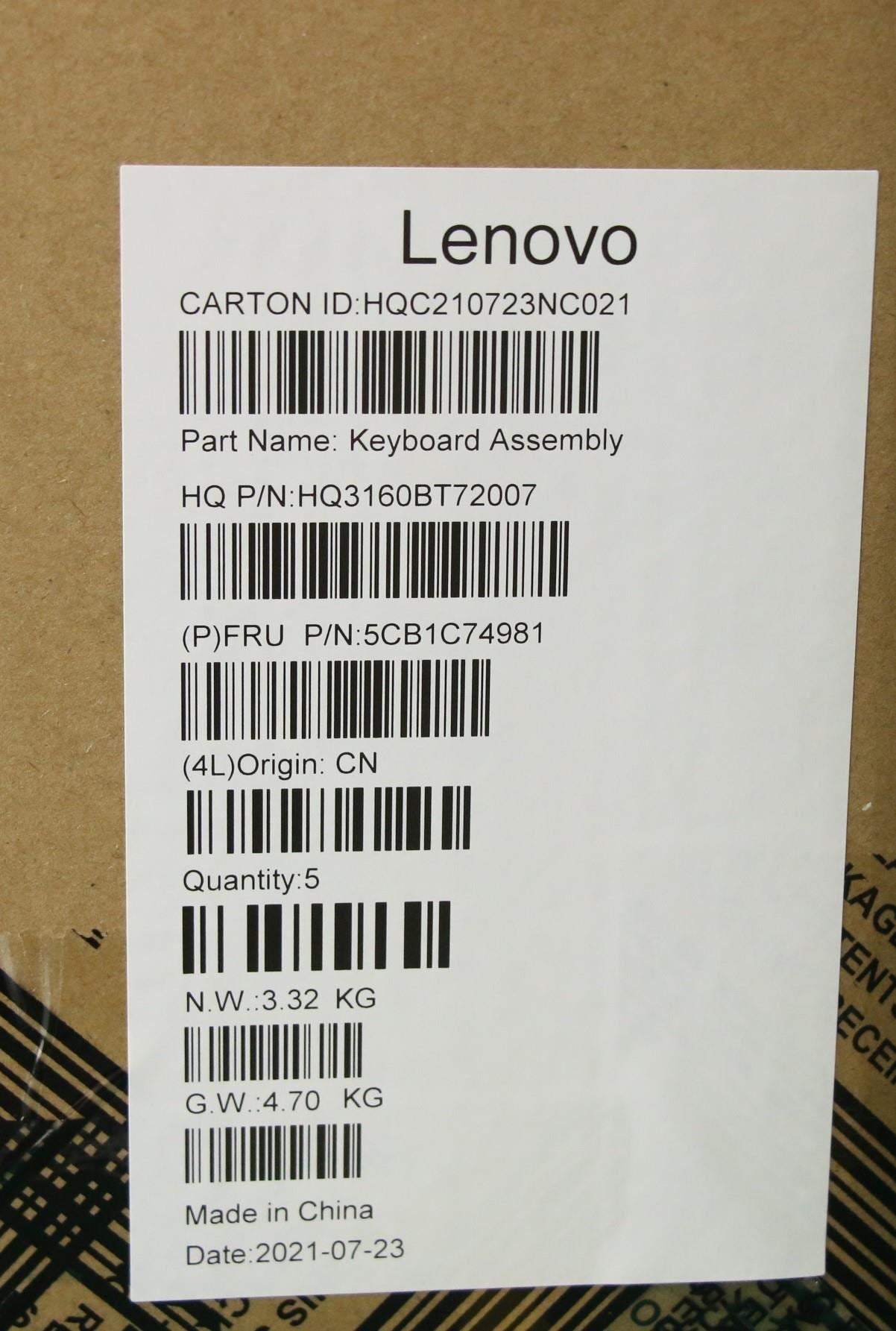 Lenovo Pro 5-16ACH6 5 Pro-16ACH6 Keyboard Palmrest Top Cover Italian 5CB1C74981